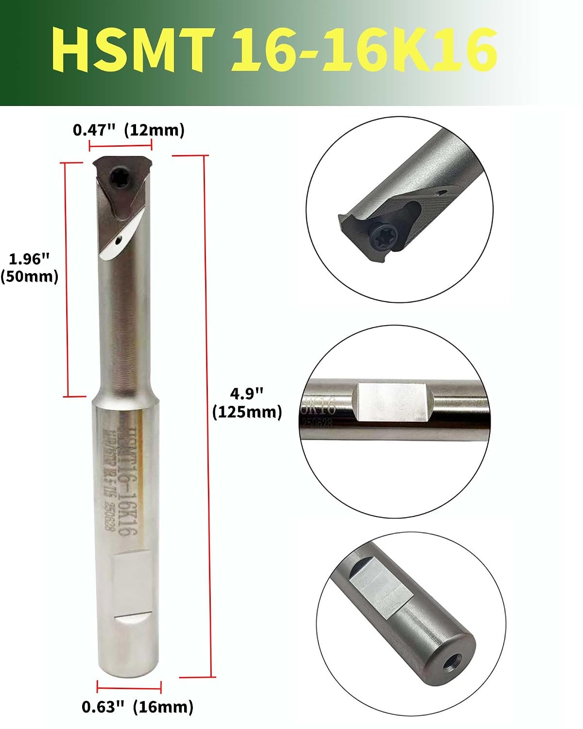 HSMT1616K16 Internal Threading Boring Bar with 16IR AG60 Inserts