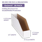 Cardboard Boxes, Pack of 35 Corrugated Storage Bins 12x2x4.5 inch Pantry Organizer Bins for Shelves Garage Office
