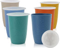 Wheat Straw Cups,Unbreakable Drinking Glasses 16oz,6-Pack Dishwasher Safe Cups with Lids for Parties,Beach-Colorful
