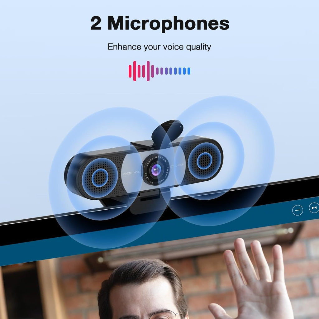 C960 1080P Webcam with Microphone, 2 Mics, 90° FOV, Computer Camera | Fixed Focus, Plug&Play for