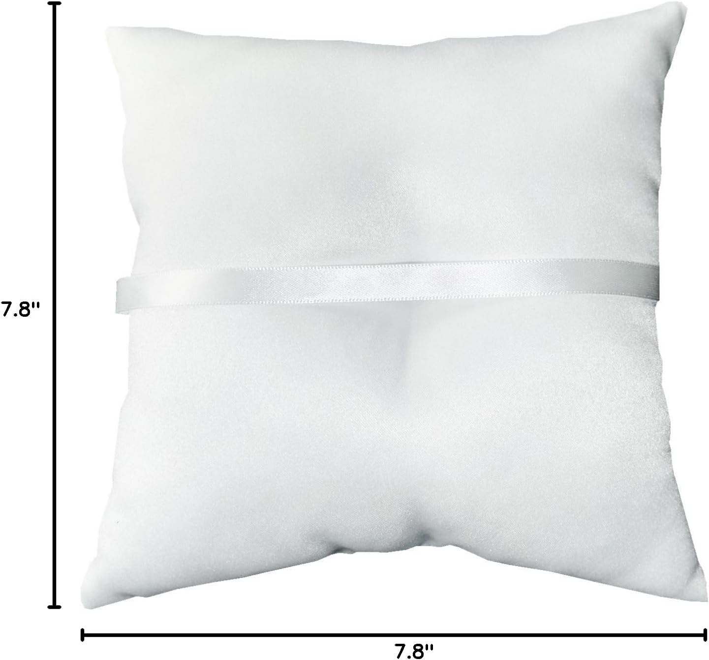 7.8" Satin Double Hearts Decoration Wedding Ring Bearer Pillow (White)