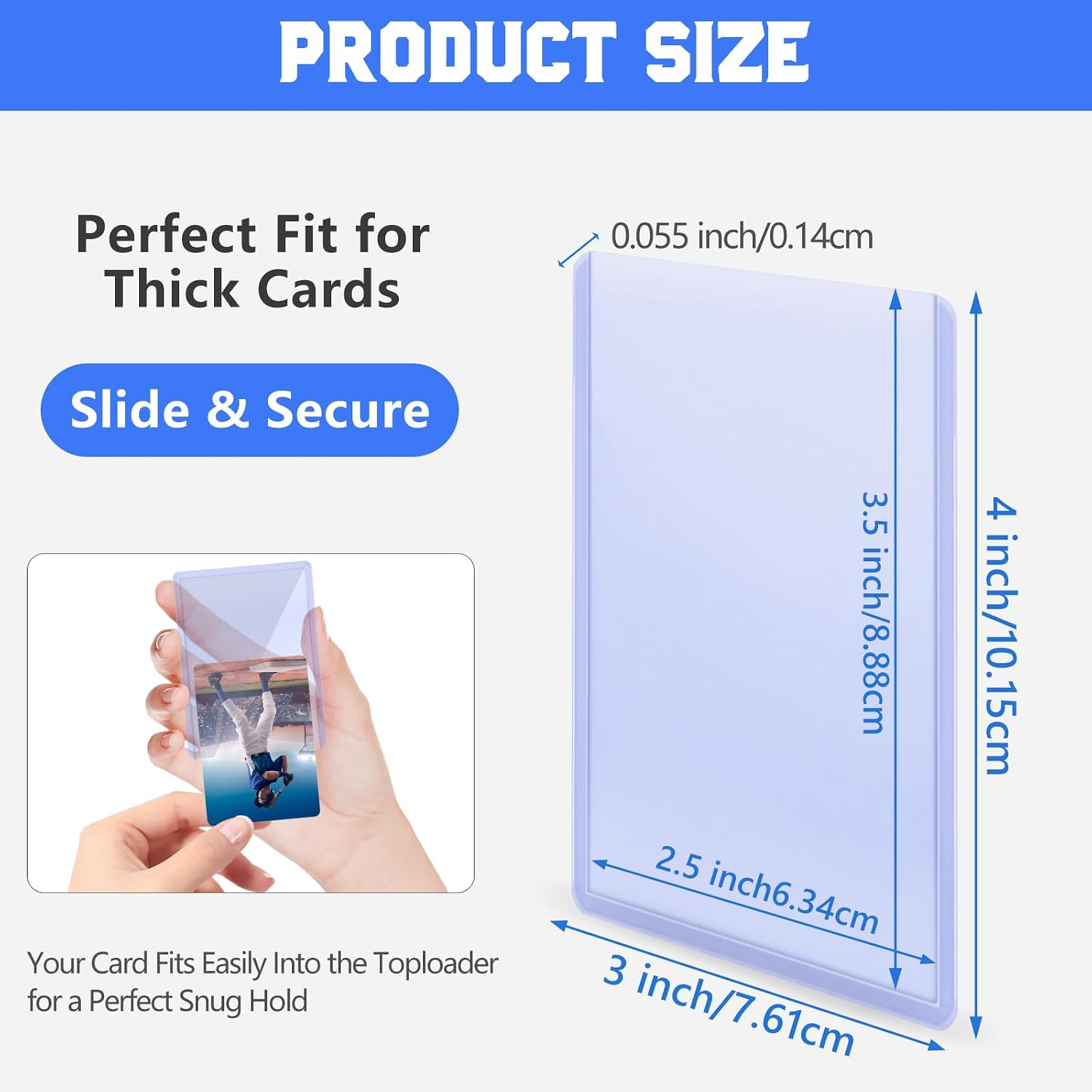 20 Top Loaders Card Load Holder Storage for Trading Cards Sports Sleeves Hard Plastic 55 Point Protective Toploaders