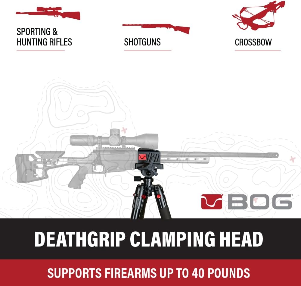 DeathGrip Hunting Tripod, 7"-59", Lightweight, Gun Clamp, Shooting Rest