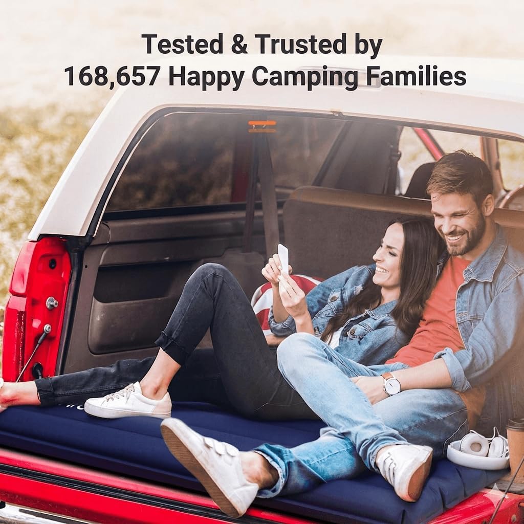 Double Sleeping Pad for Camping, Ultralight 4" Extra-Thick Camping Mattress 2 Person, Inflatable Backpacking Sleeping