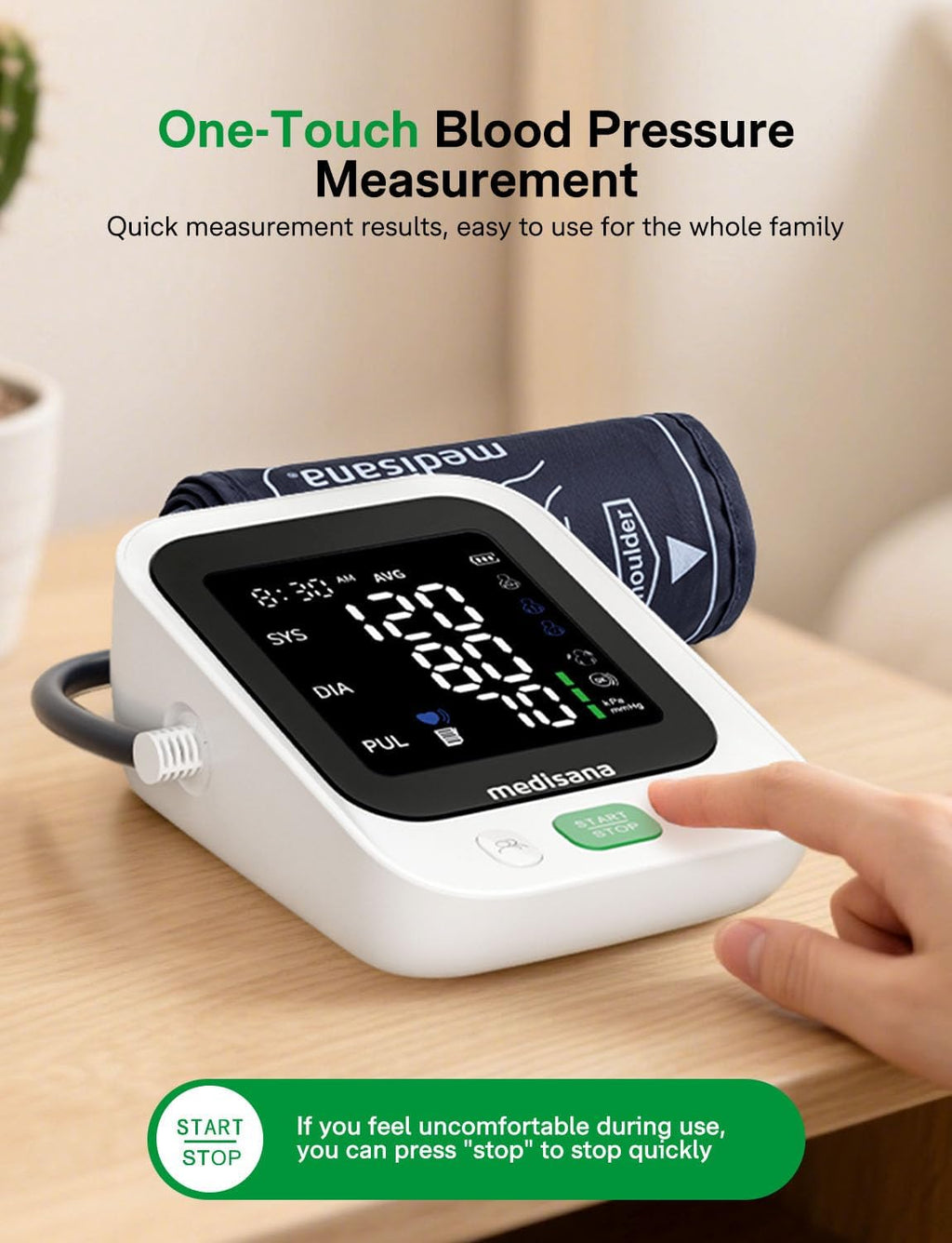 Blood Pressure Monitor with 2x199 Sets Memory, Medisana Automatic Upper Arm Blood Pressure Monitor for Home Use, 4.5"