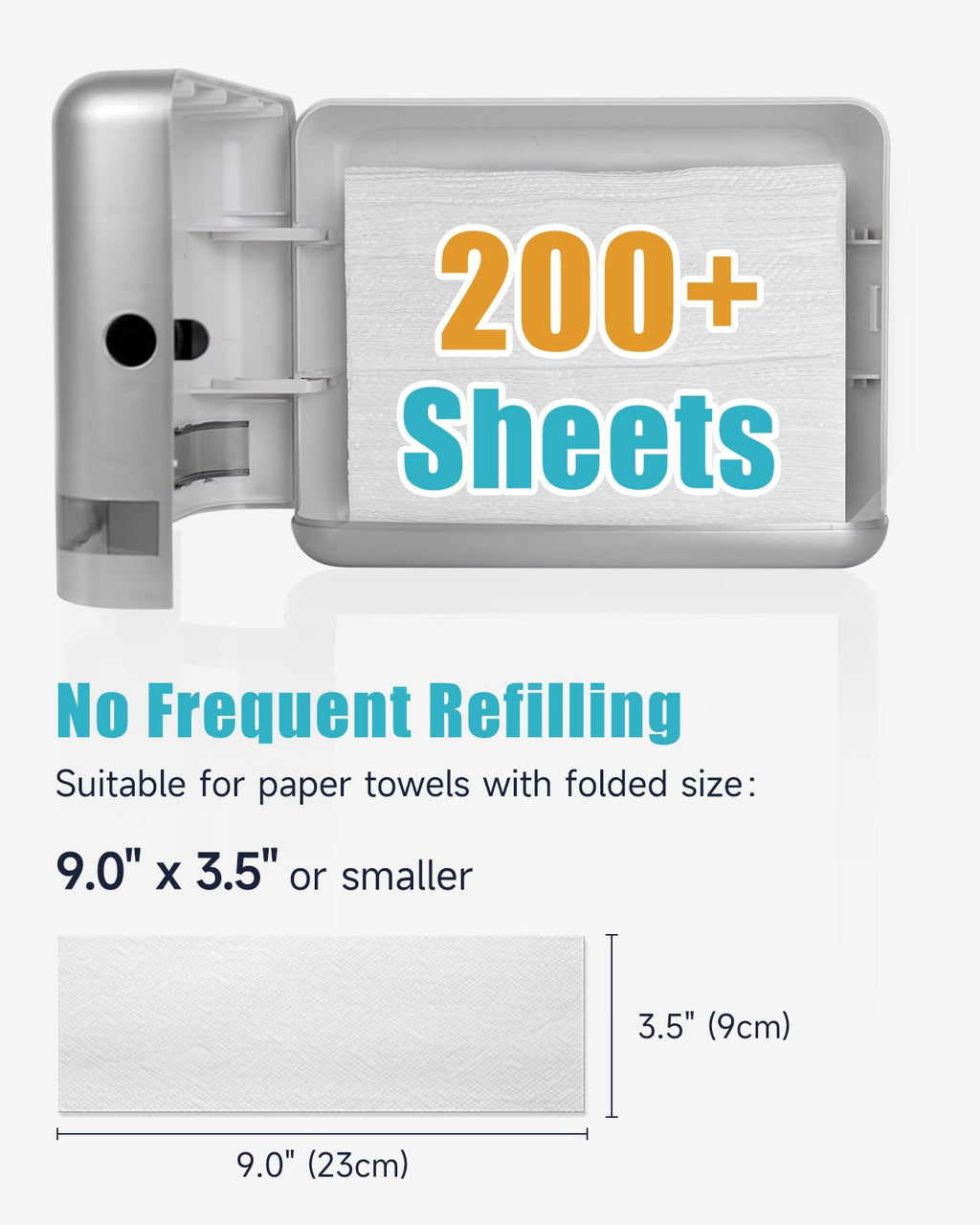 200 Sheets Wall Mount Paper Towel Dispenser,Fit Multifold Paper,Silver