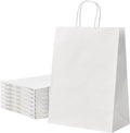 Large White Kraft Paper Bags 50 Pack 10x5x13 in with Handles