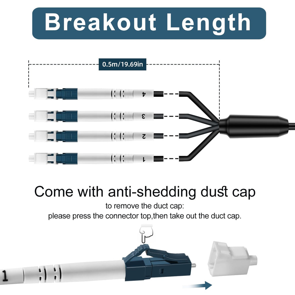 4 Core OS2 Single Mode LC LC Outdoor Fiber Patch Cable 75m
