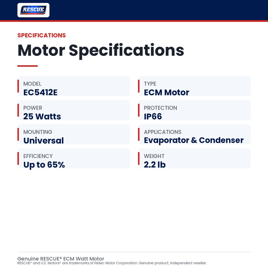 US Motors RESCUEÂ ECM Refrigerator Watt Motor #EC5412E