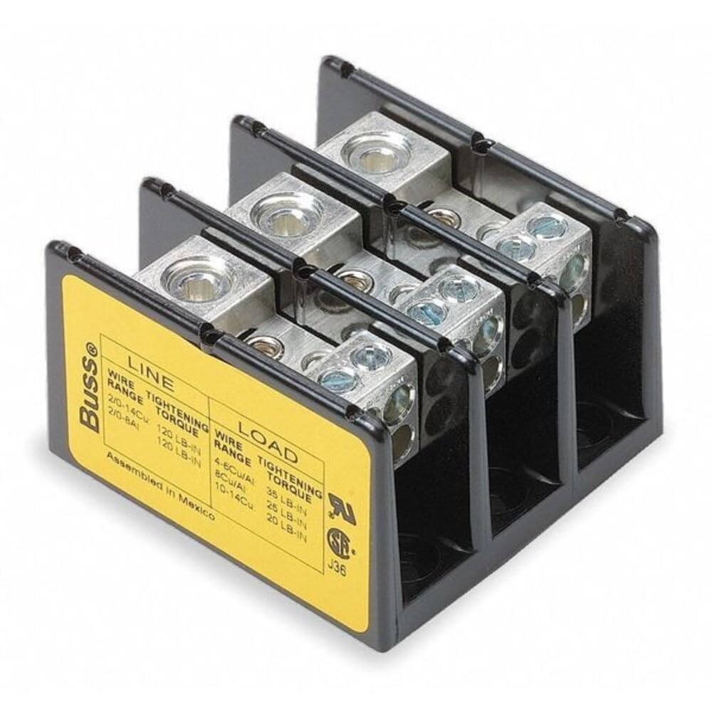 16220-3 Panel Mount Barrier Terminal Block, 175 A, 600 V, 3 Pole, 1, ScrewL8