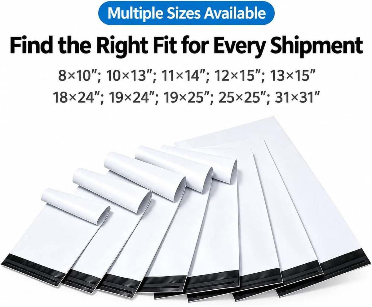 Poly Mailers 18x23 Inch, White Self‑Seal Shipping Envelopes 50 Pack