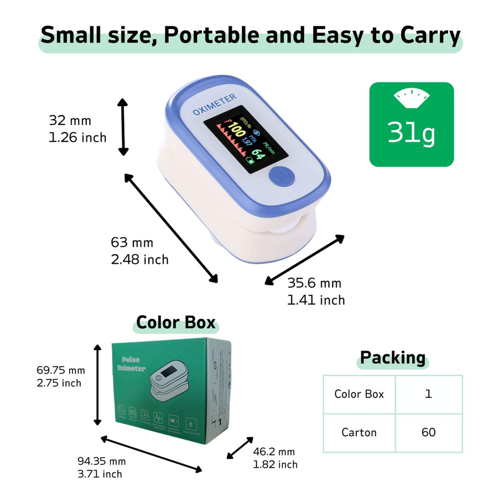 Pulse Oximeter with Respiration and OLED Display, Oximetro Fingertip Oxygen Monitor for Accurate SpO₂ and Respiration