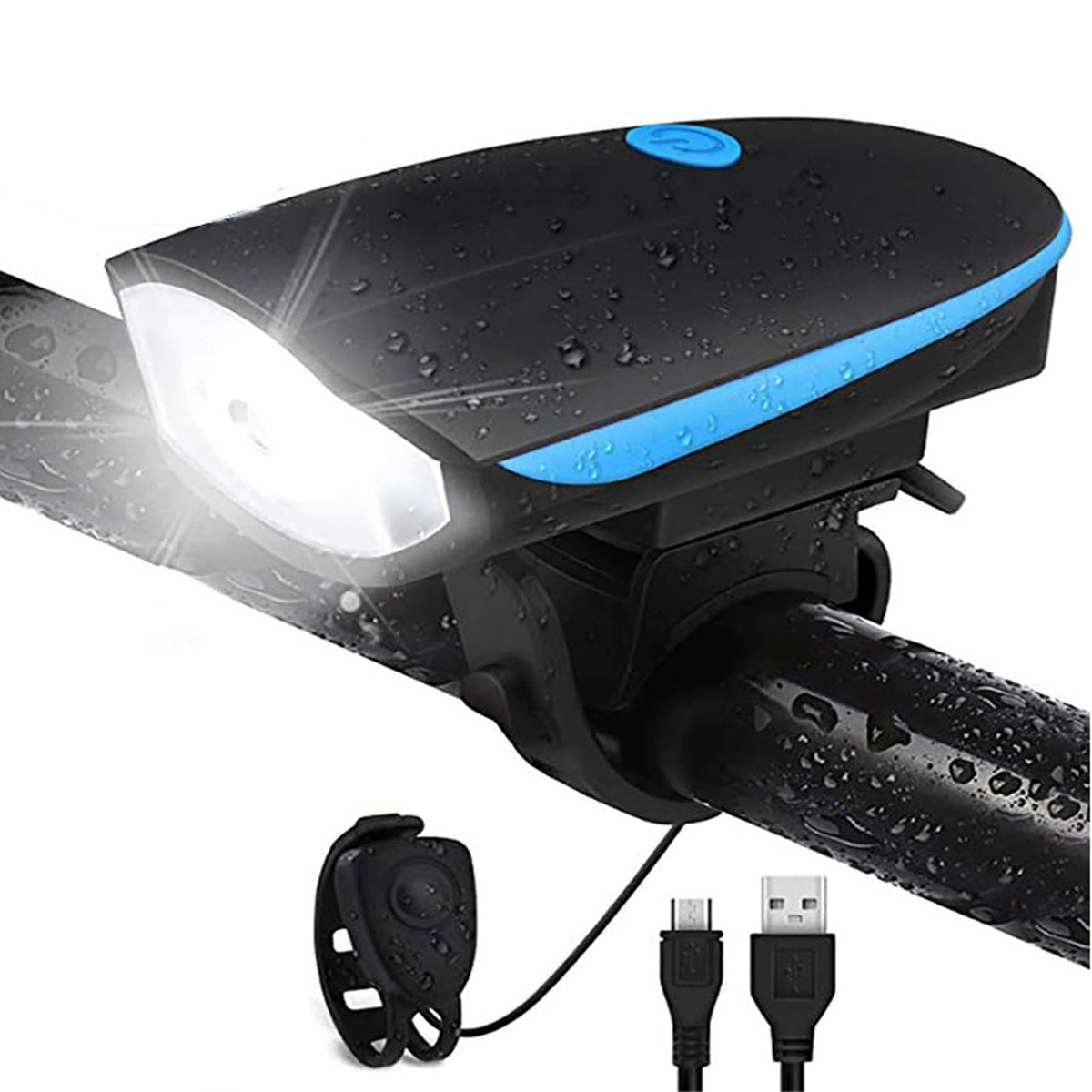 Bike Light with Horn Set, Rechargeable