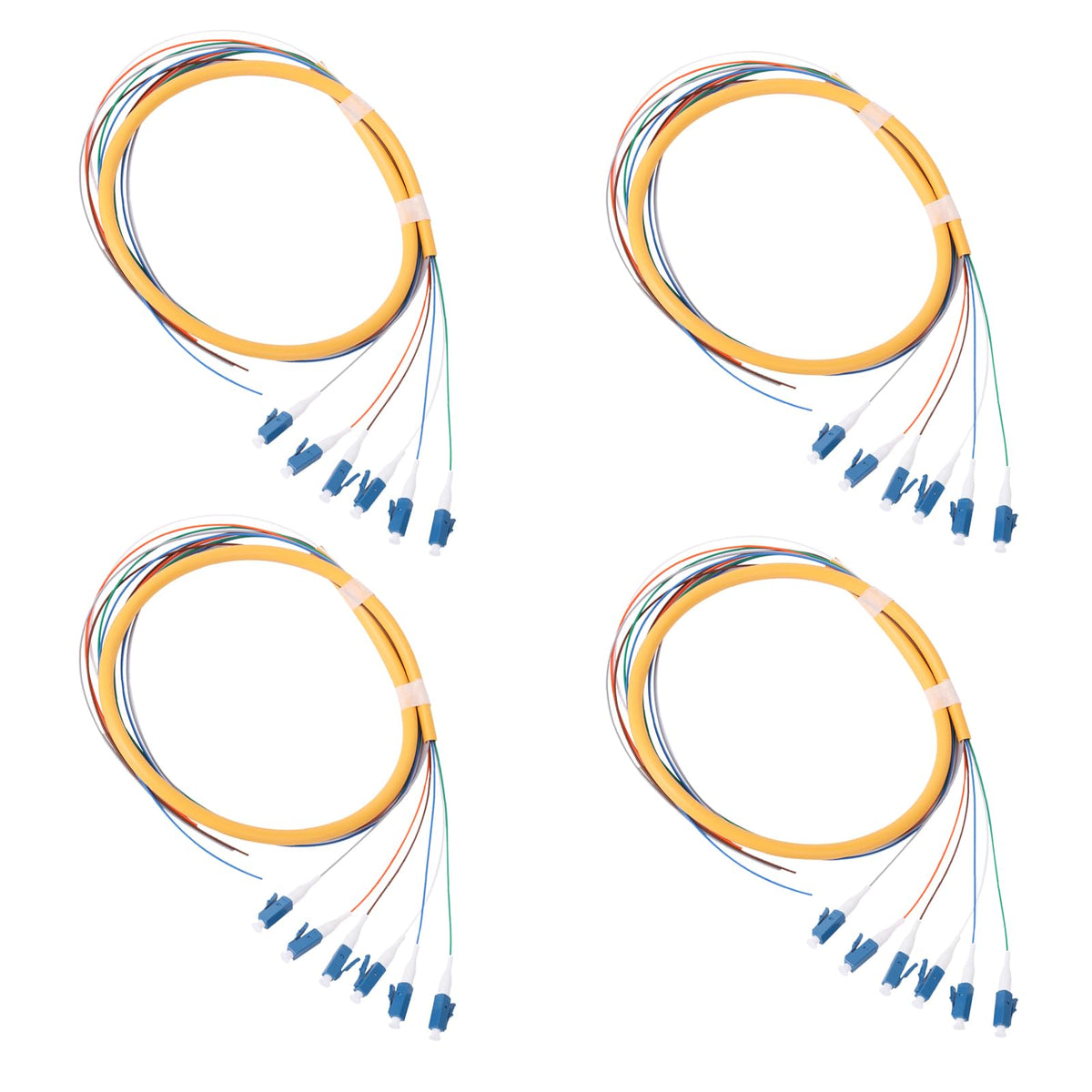 6-Strand LC OS2 Singlemode Pigtail 1.2m, 4-Pack