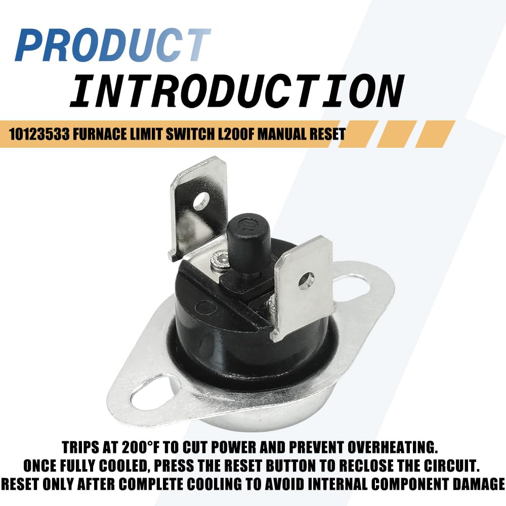 2 Pack 10123533 Furnace Limit Switch L200F Manual Reset Compatible with Goodman Amana