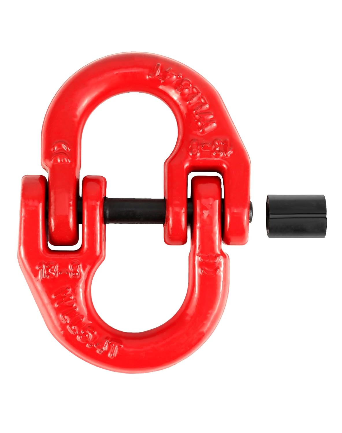 QWORK G80 Alloy Steel Hammerlock Coupling Link Connecting Link, 1/2", Red Painted, 12000 lbs Working Load Limit, 4 Pack