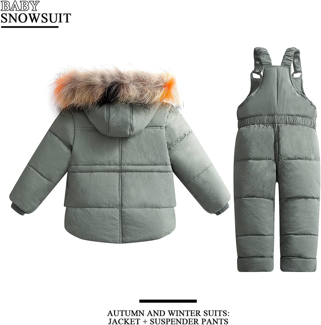 Toddler Snow Suit Baby Snowsuit Winter Coat Ski Bibs Pants Jacket | 12-18-24 Months 1T 2T 3T 4T 5T 6T Boy Pink Black