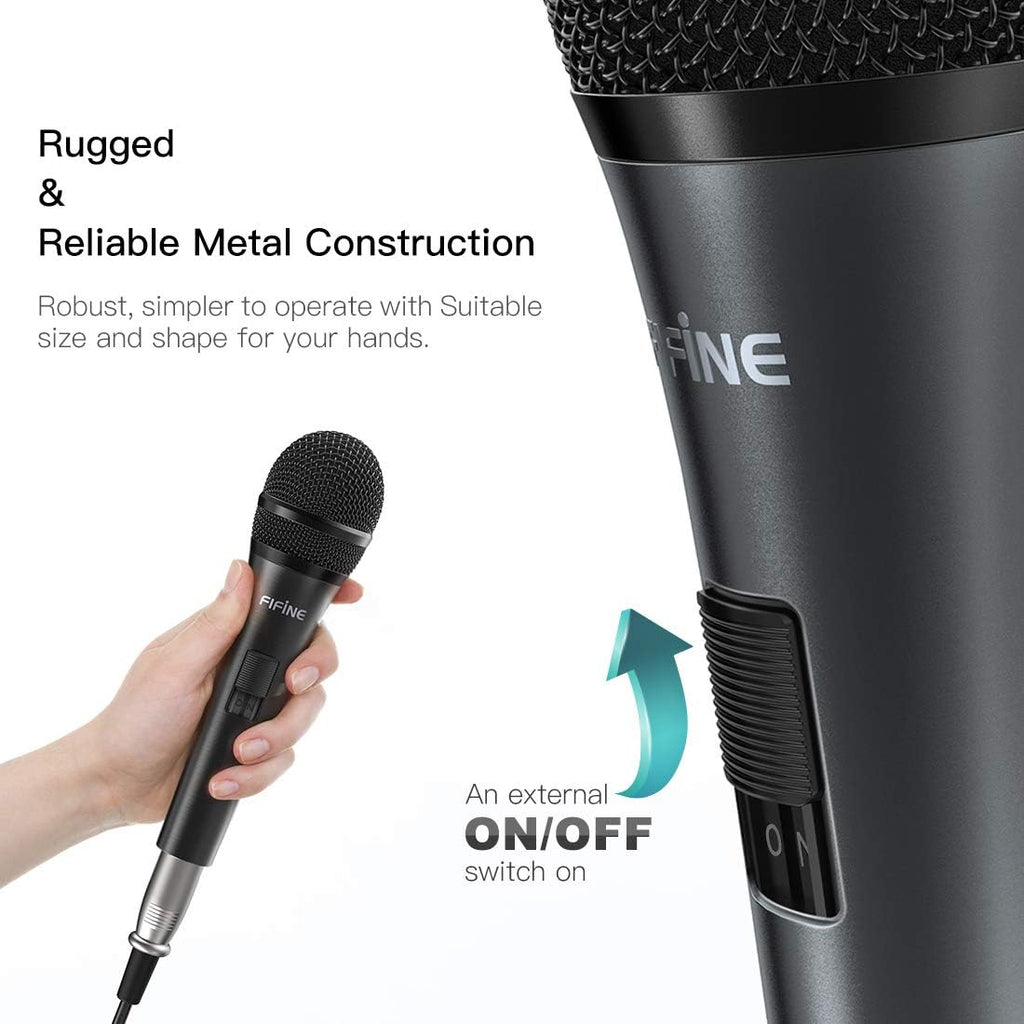 K6 Karaoke Microphone, Dynamic Vocal Microphone for Singing | 6.35MM Wired Handheld Mic with On and Off Switch