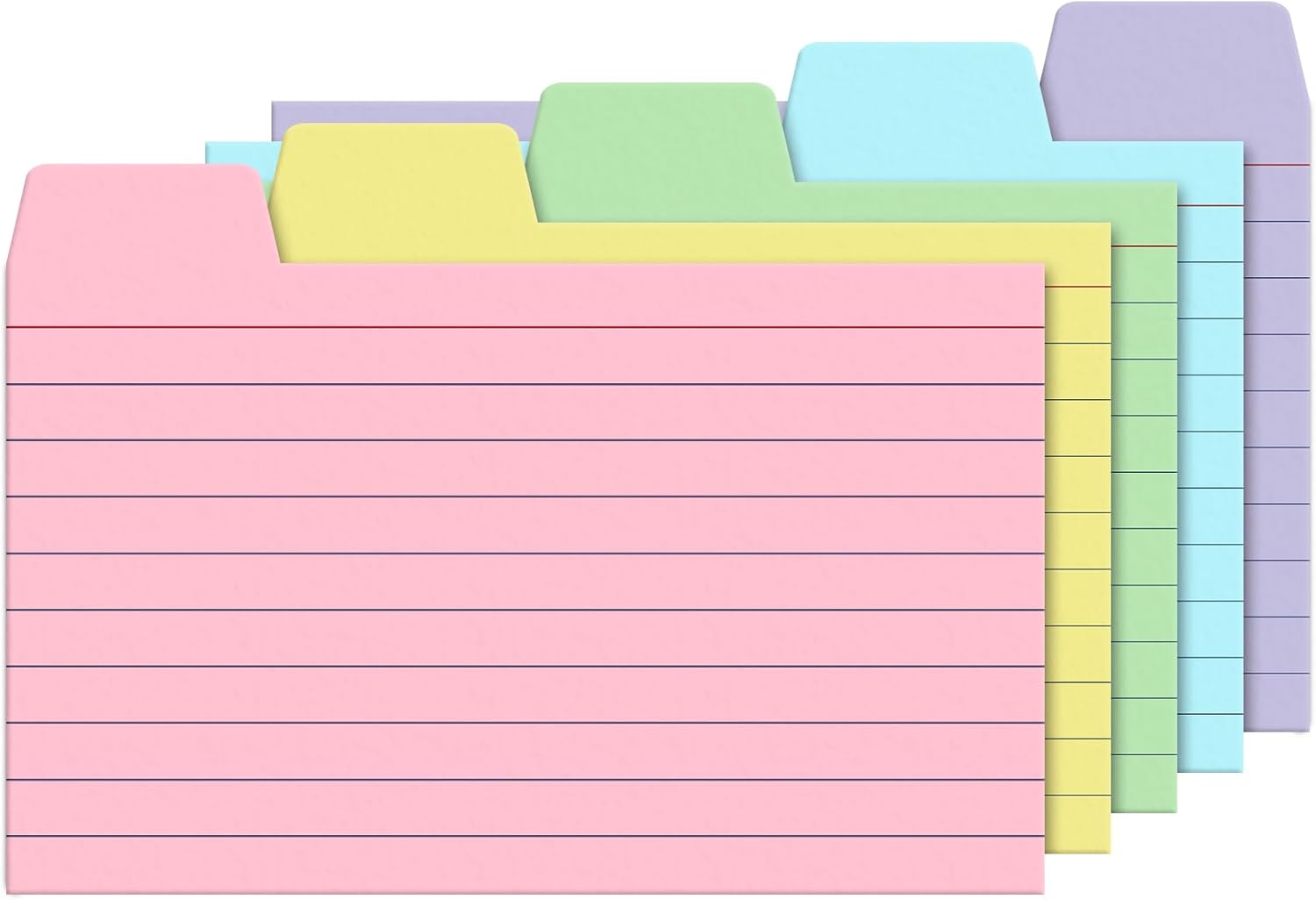 3x5 Tabbed Index Card Dividers with Tabs Blank, Colored, 100 Pack | 3 x 5 Inch, Lined, 220 GSM Thick Paper, Alphabet