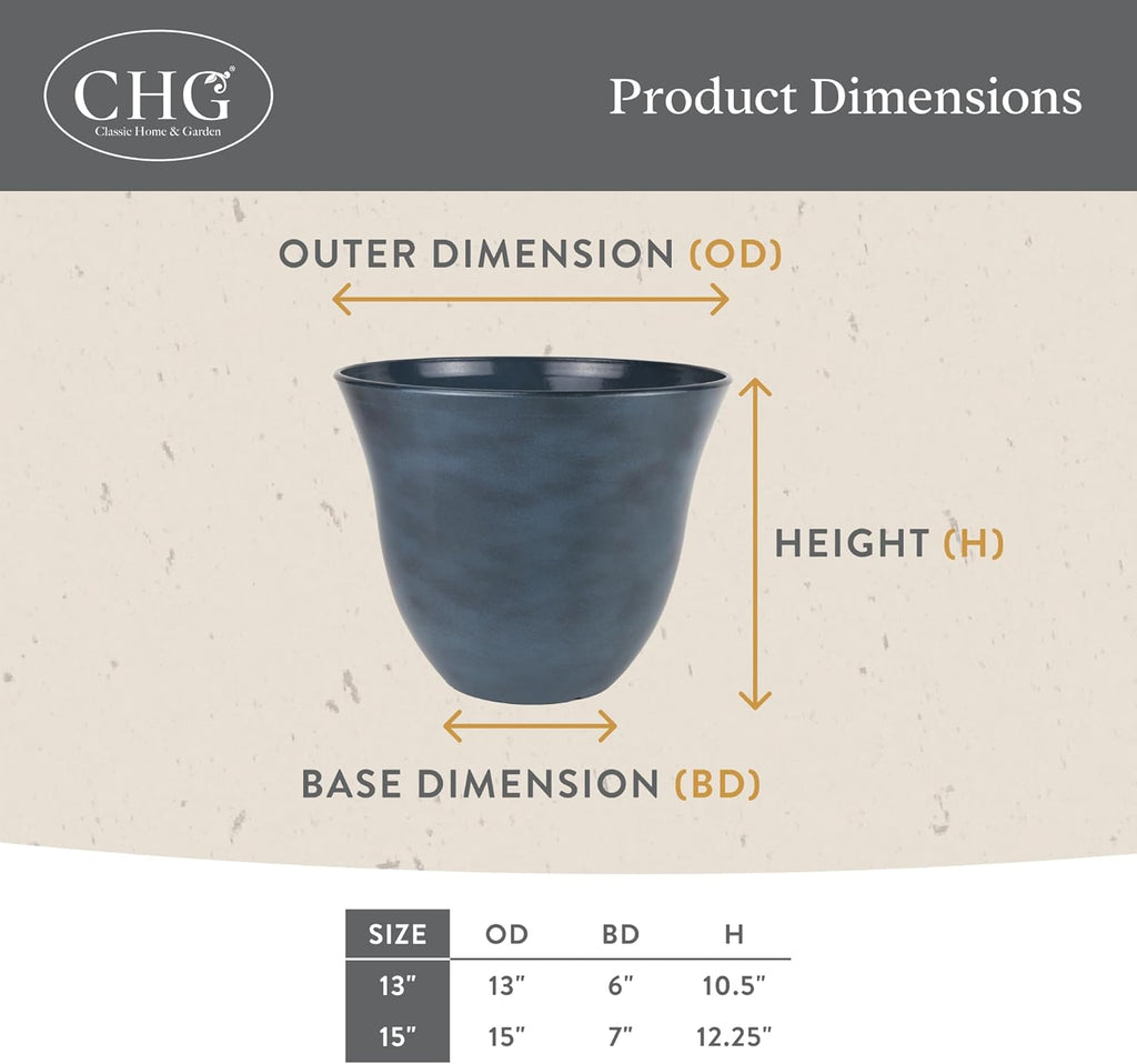 Classic Home and Garden Honeysuckle Resin Planters - Lightweight Indoor & Outdoor Plant Pots - UV-Resistant Plastic