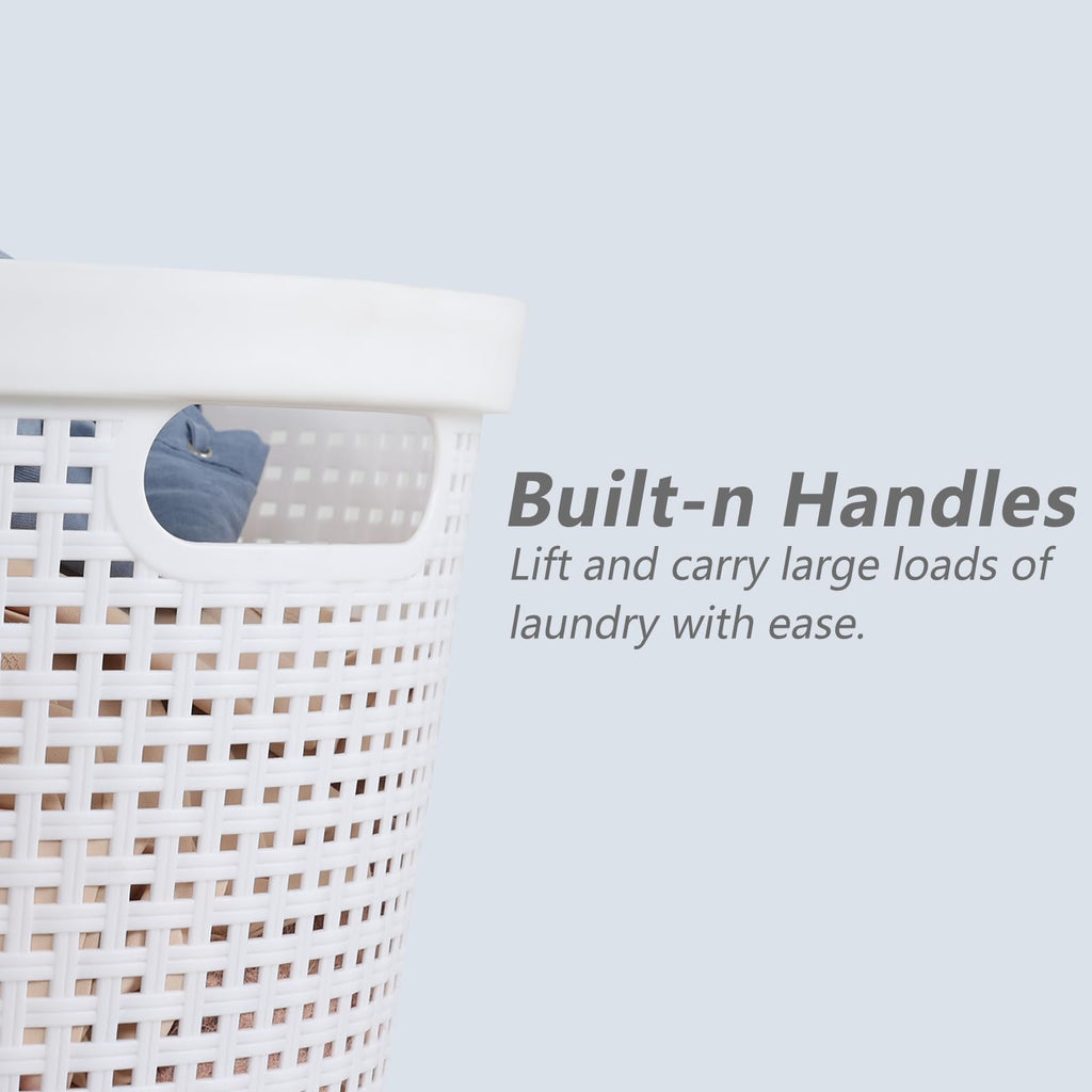4 Pack 40L Plastic Laundry Basket, Stackable Hamper with Handles