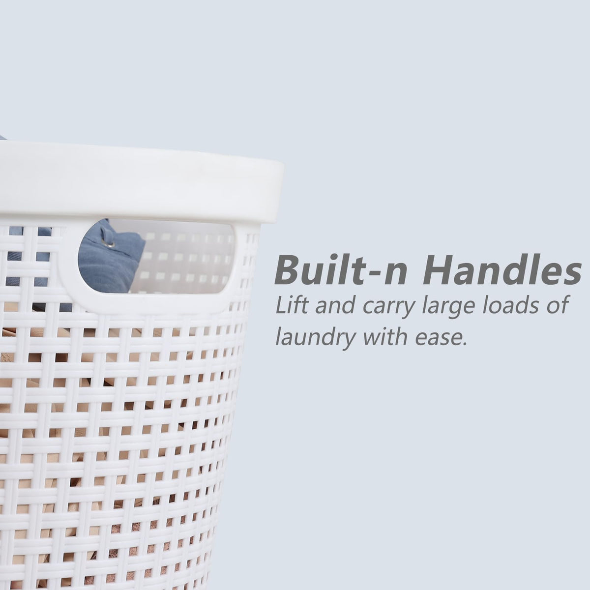 4 Pack 40L Plastic Laundry Basket, Stackable Hamper with Handles