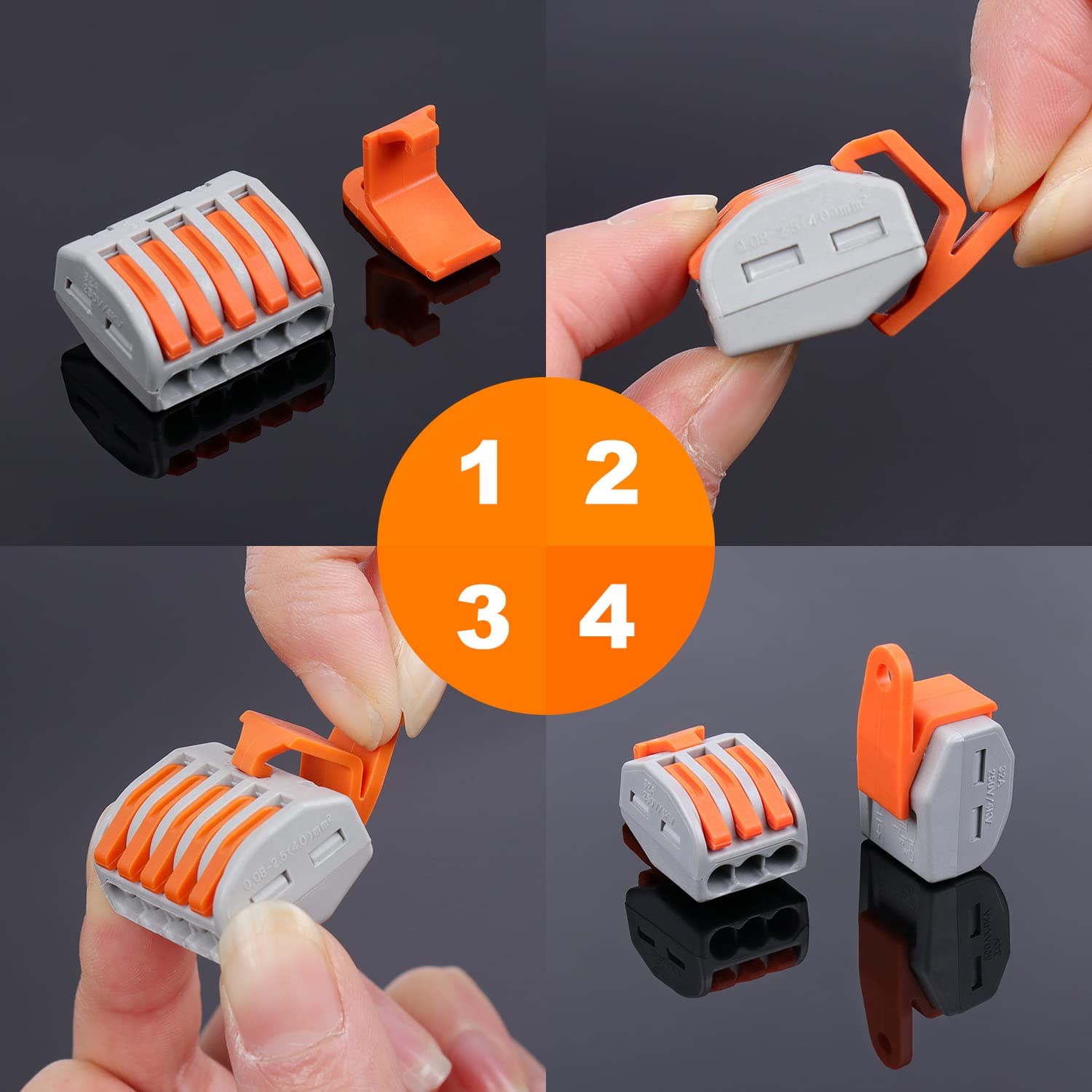 230 PCS Lever Wire Connectors Nuts Kit - Electrical Connectors 28-12 AWG, 2/3/4/5 Conductor Combination - Compact