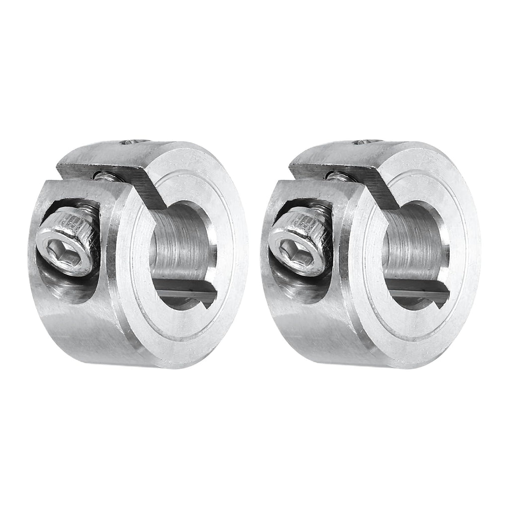 MECCANIXITY 2Pcs Shaft Collar 8mm Bore Single Split 304 Stainless Steel Clamping Shaft Collars for Industrial Automation Conveyor Belt Systems