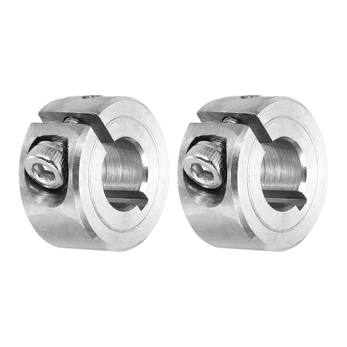 MECCANIXITY 2Pcs Shaft Collar 8mm Bore Single Split 304 Stainless Steel Clamping Shaft Collars for Industrial Automation Conveyor Belt Systems