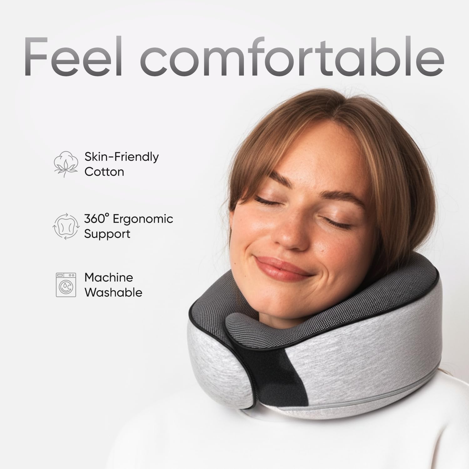 Travel Neck Pillows for Airplanes, Sleeping Essentials for Long haul Flights, 360° Head Support, Car and Airplane Kit