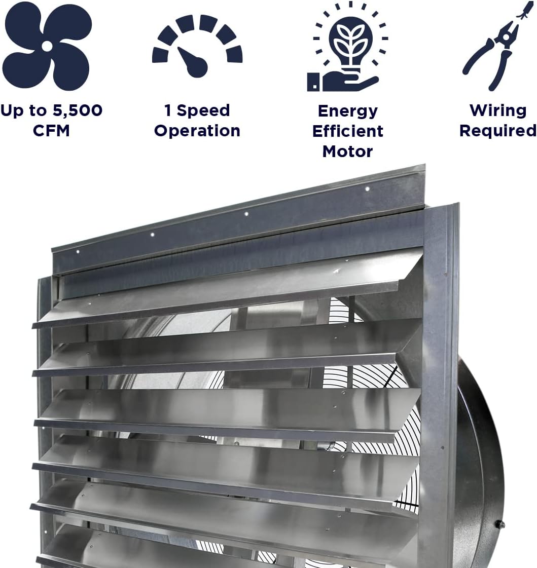 Maxx Air Exhaust Fan - Efficient and Durable Ventilation And Cooling Solution, Extraction Fan, No Cheap Materials (30" Exhaust Fan)