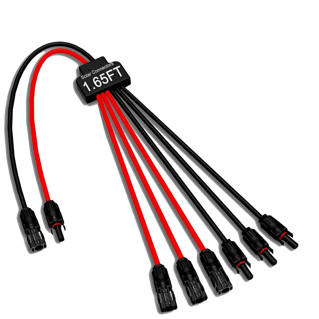 Solar Connectors for 3 Solar Panels, Tool-Free Solar Panel Wires and Connectors, Waterproof Solar Cable Splitter, 2