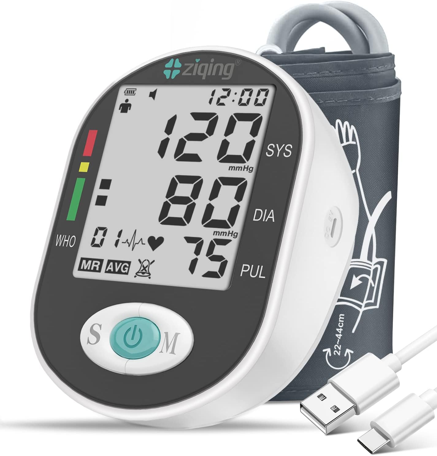 Blood Pressure Monitor, Bp Machine with Large Upper Arm Cuff of 8.7-17.3 Inches, Large Screen, Total 198 Memories for