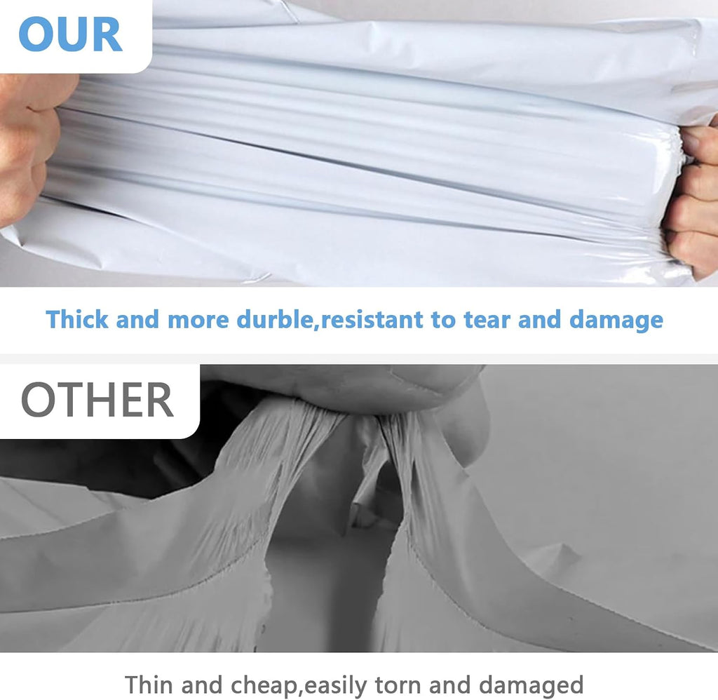 Poly Mailers 12x15.5 100PC Medium Shipping Bags for Clothes White | Strong Self-Seal, Waterproof, Tear-Resistant, For