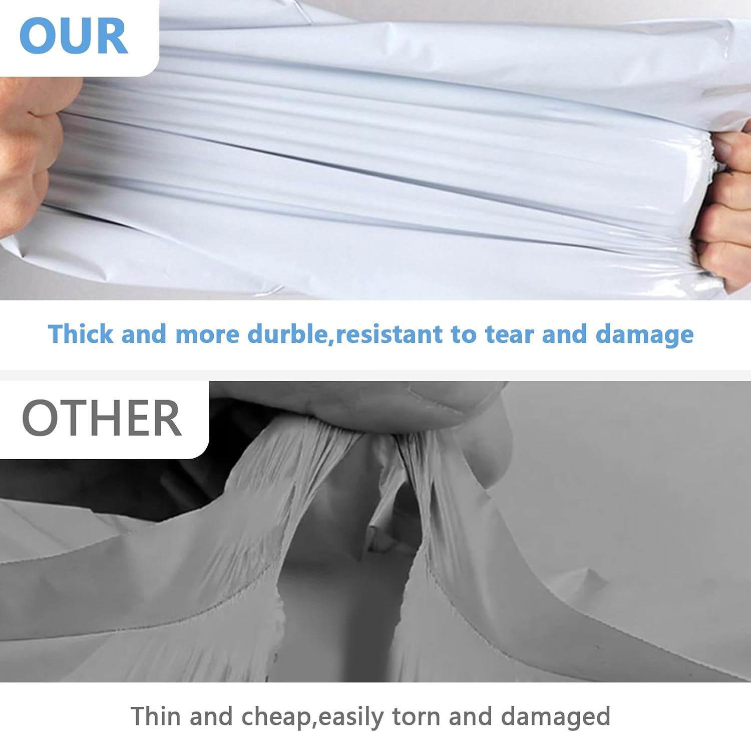 Poly Mailers 12x15.5 100PC Medium Shipping Bags for Clothes White | Strong Self-Seal, Waterproof, Tear-Resistant, For