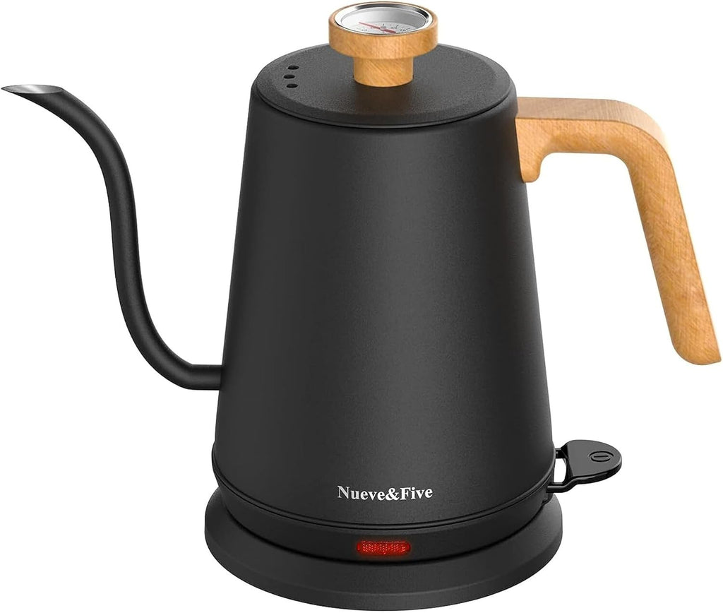 Electric Gooseneck Kettle with Thermometer, 1.0L Pour Over Hot Water Kettle for Coffee and Tea, 1000W, Auto Shutoff