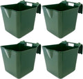 Horse Feed Bucket, 15 Quart Plastic Stall Hook Over, Green 4-Pack