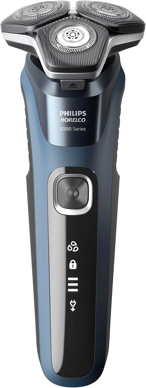 Philips Norelco 5400 Electric Shaver, Storm Blue | 45 Self Sharpening SteelPrecision Blades, 360° Flexible Heads
