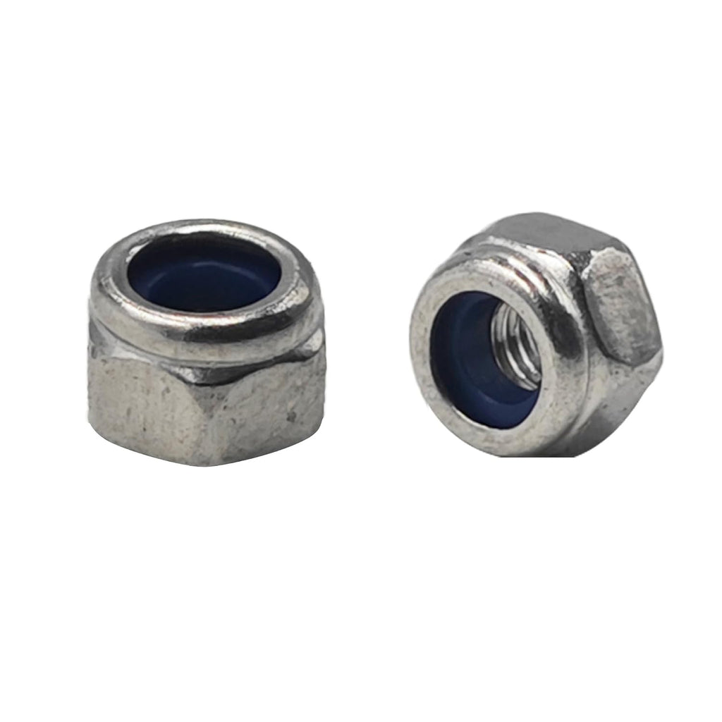 100Pcs M3-0.5 Nylon Hex Nuts, Nylon Insert Self-Locking Nuts 304 Stainless Steel, Metric Coarse Thread Lock Nuts DIN985 Standard