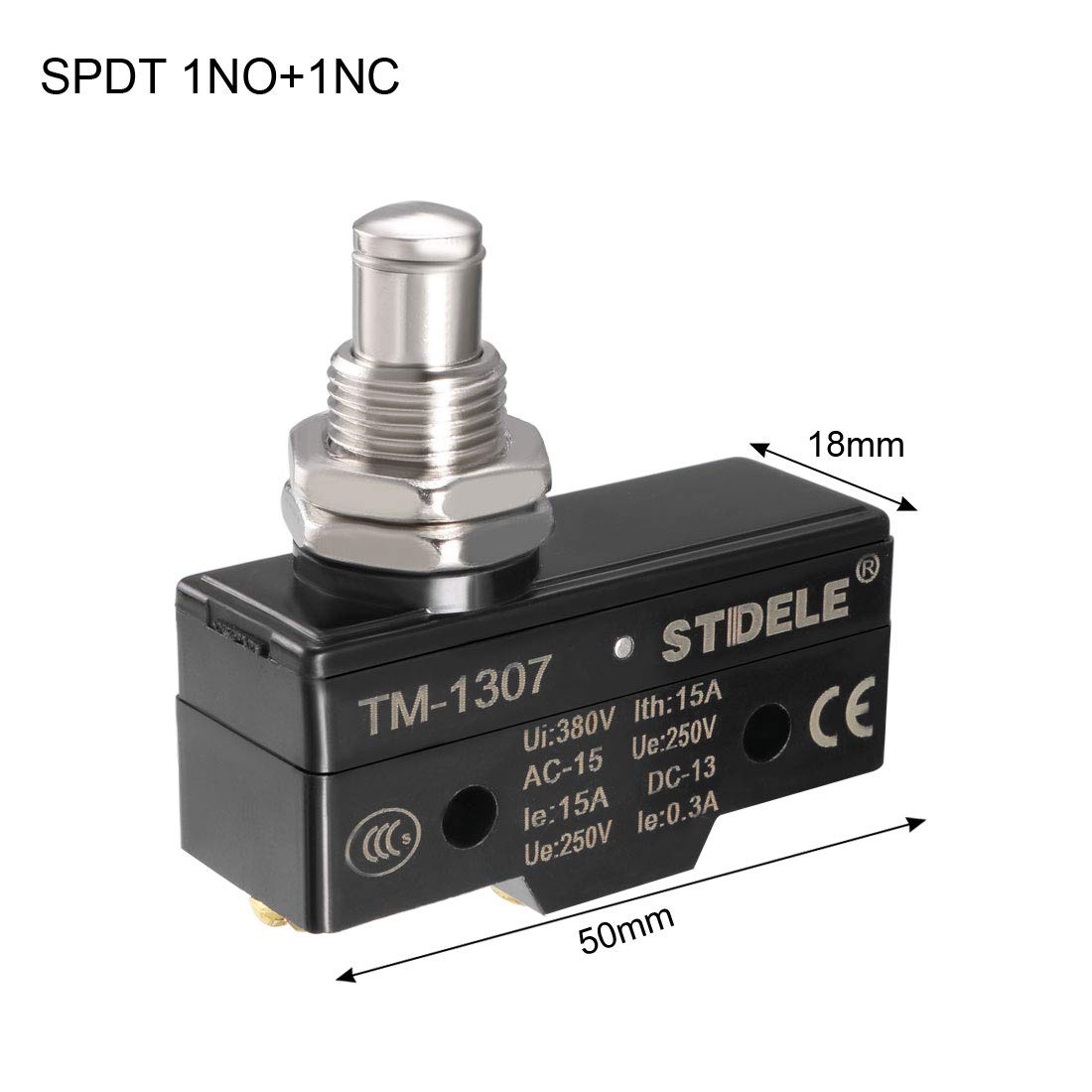 uxcell TM-1307 SPDT 1NO+1NC Panel Mount Snap Button Type Micro Limit Switch Screw Terminals