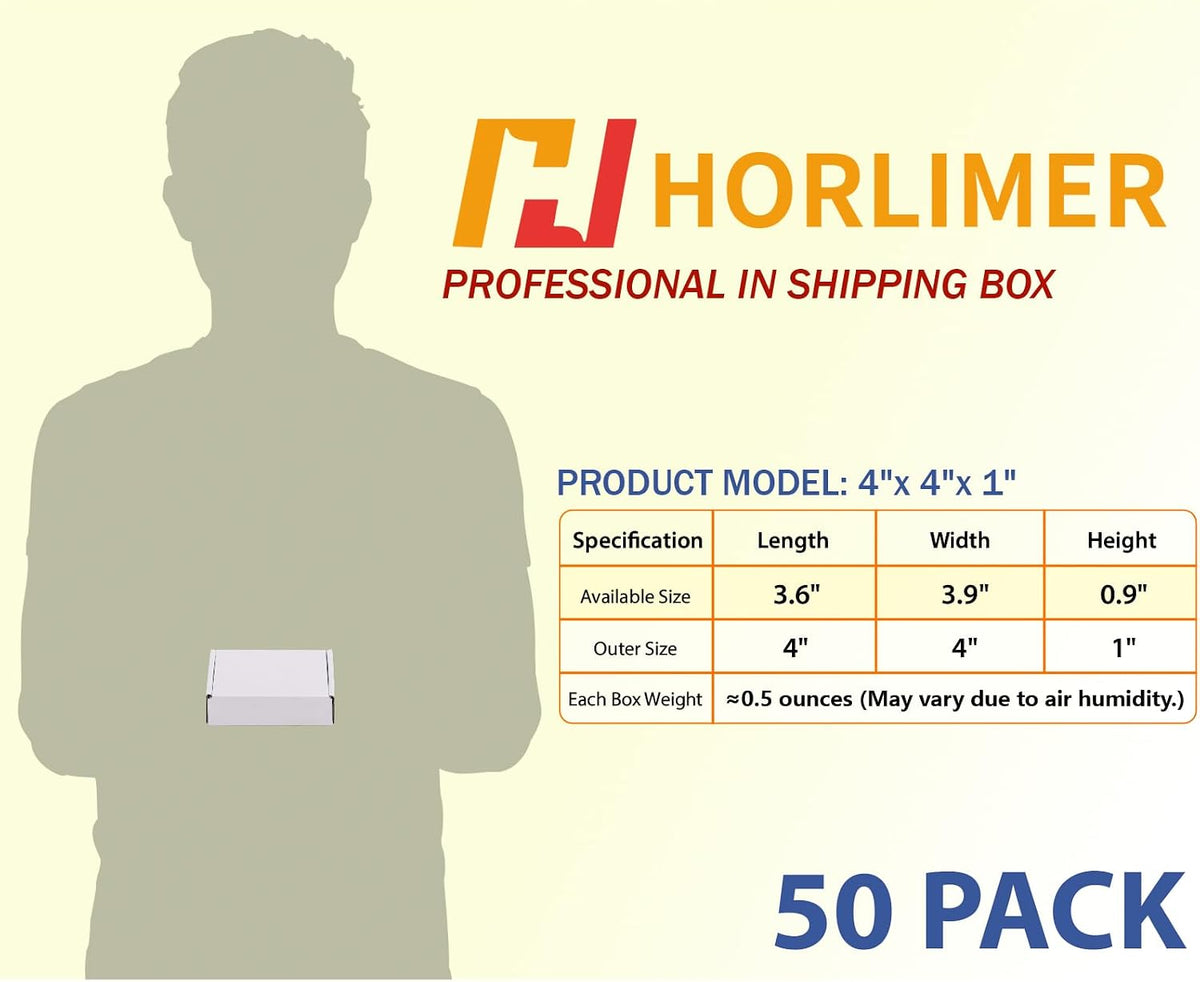 4x4x1 inches Shipping Boxes Set of 50, White Corrugated Cardboard Box Literature Mailer
