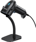 Barcode Scanner with Stand, USB Wired Inventory 2D 1D Code Scanner | Screen Scanning, Hands-free Adjustable Stand