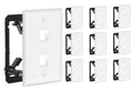 DIYTECH 2 Port Keystone Wall Plate, 10 Pack with Mounting Brackets - White