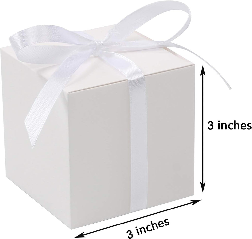 60pcs Wedding Favor Boxes, 3x3x3 In Small Gift Box with Ribbons