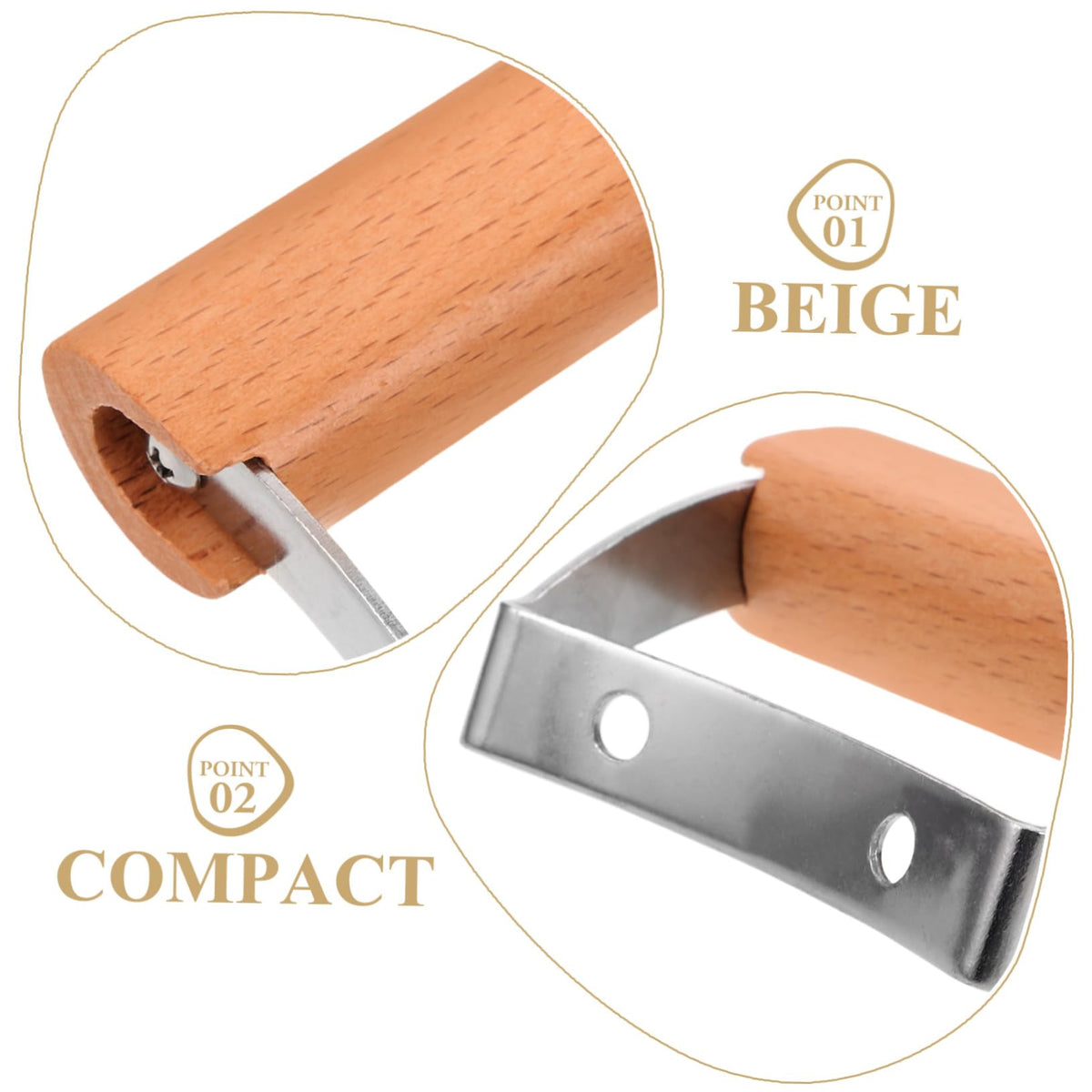 Beige Wooden Pot Side Handles Replacement 2pcs for Cookware