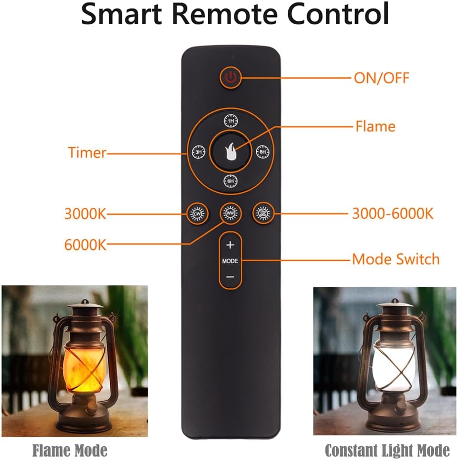 USB Rechargeable Lanterns 2 Pack with Remote Control 4 Modes Lights | Vintage Hanging Lanterns Outdoor Waterproof LED