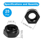 Yinpecly 25Pcs 5/16"-18 Nylon Insert Hex Lock Nuts Self-Locking Nut