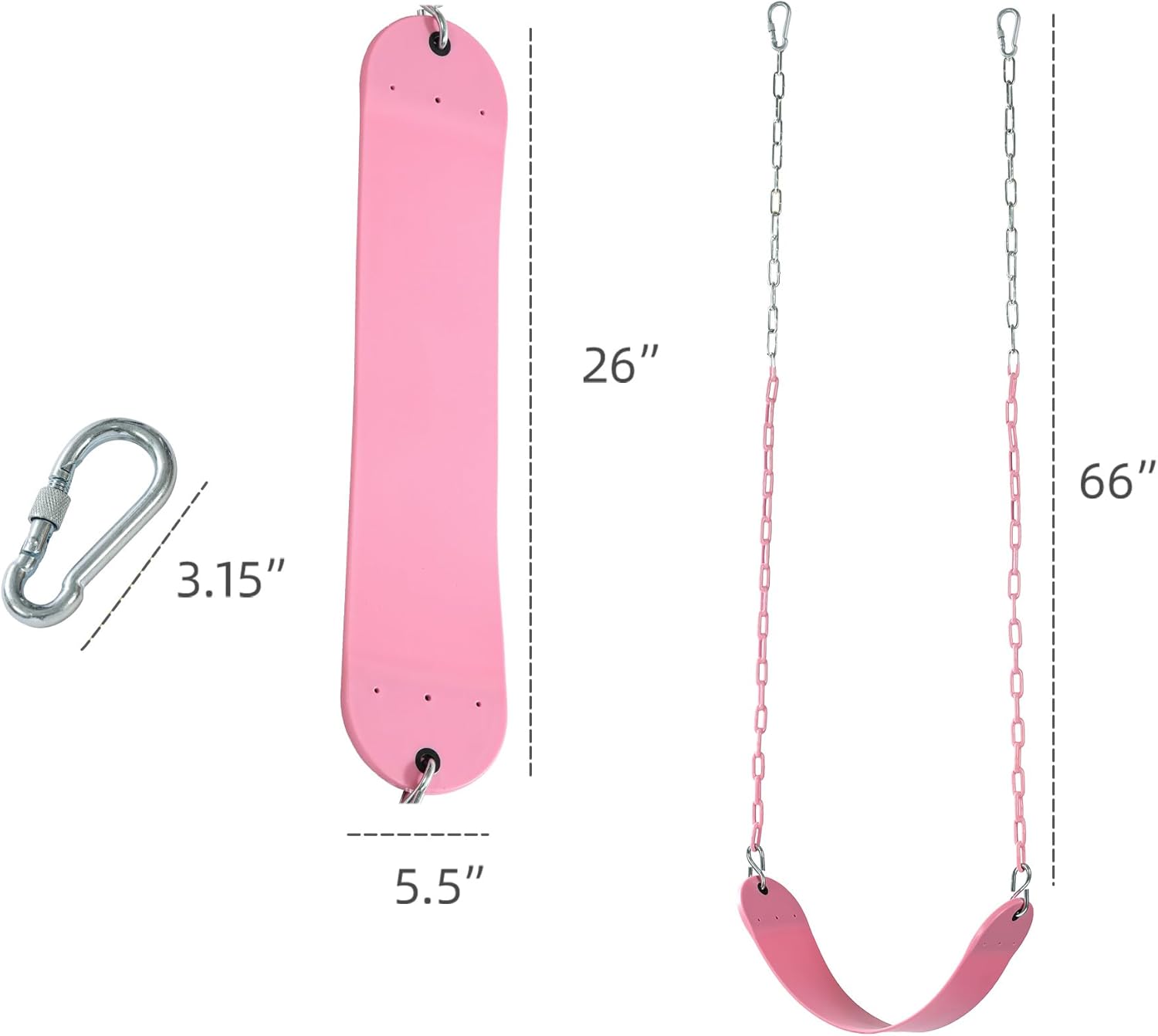 Pink Swing Seat - Heavy Duty Chain Plastic Coated - Playground Swing Set Accessories Replacement Gift Box Set