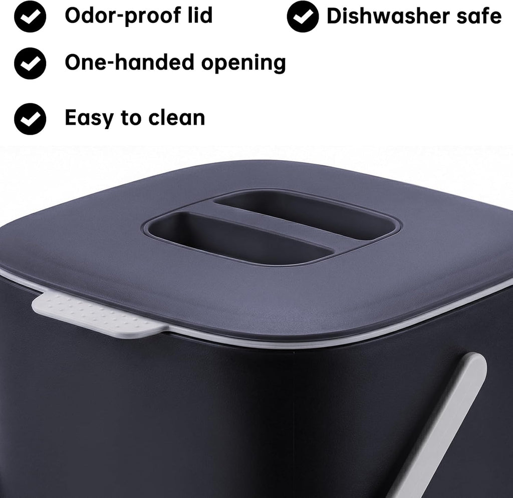 Compost Bin Kitchen, Sealed Countertop Compost Bin，No Filter Required, 0.7Gal Indoor Compost Bin, Compost Bucket with