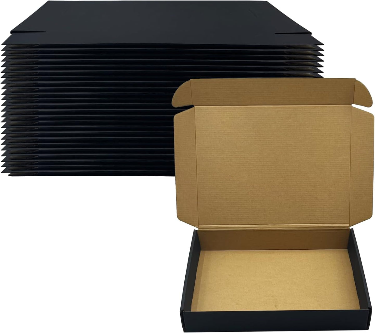 10x8x2 inch Black Shipping Box Pack of 24, Corrugated Cardboard Mailer Box